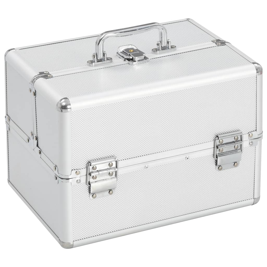 Make-up Case 22x30x21 cm Silver Aluminium - R and M Furniture