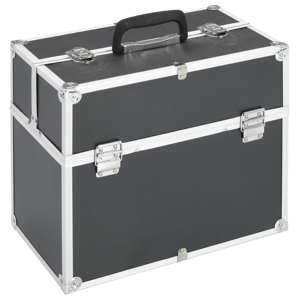 Make-up Case 38x23x34 cm Black Aluminium - The Home Maker