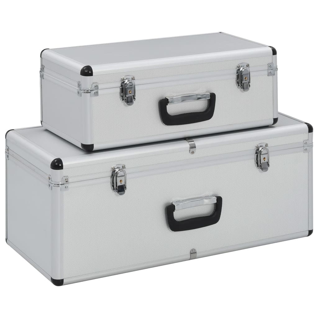 Storage Cases 2 pcs Silver Aluminium - Brittle & Co