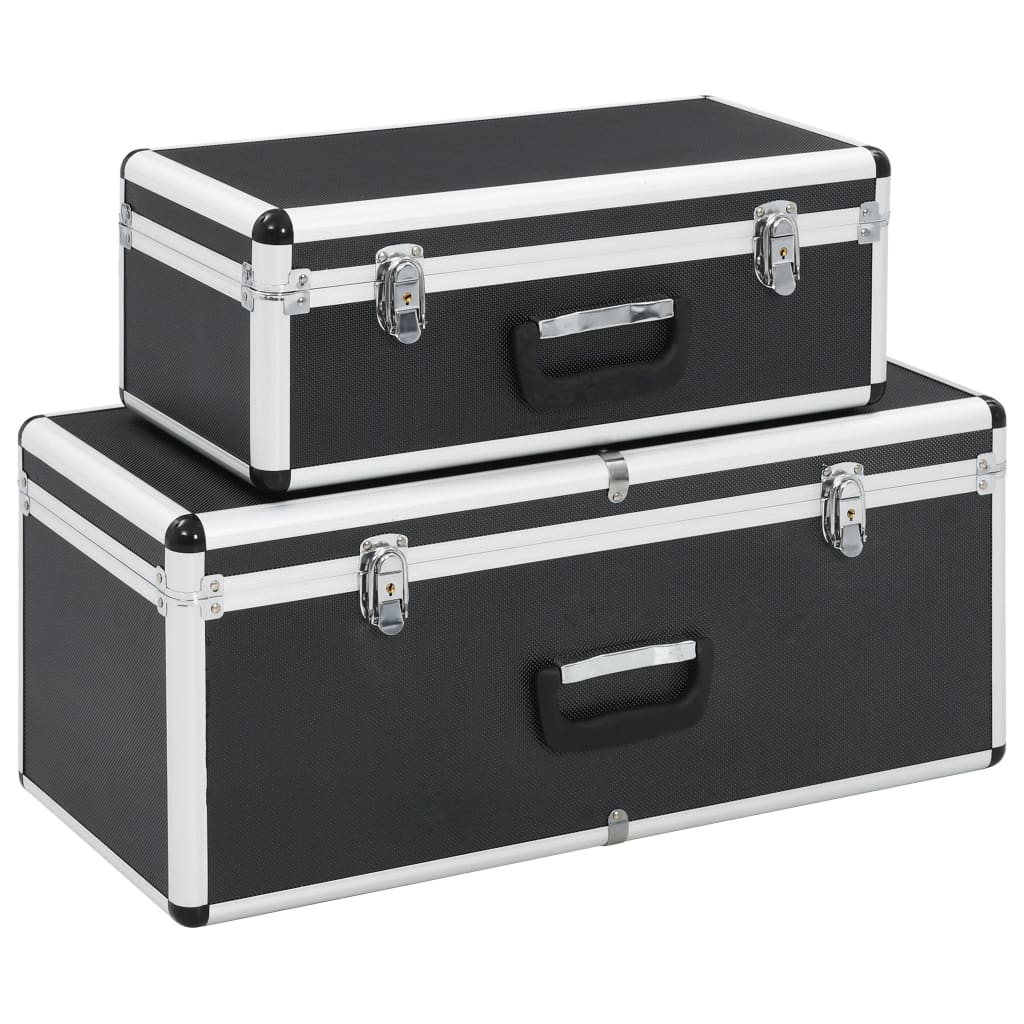 Storage Cases 2 pcs Black Aluminium - Merkel Designers