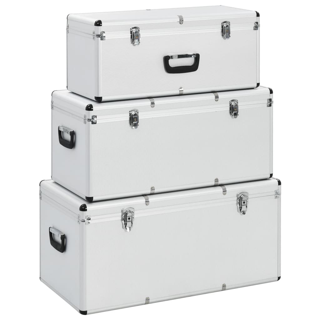 Storage Cases 3 pcs Silver Aluminium - The Home Maker