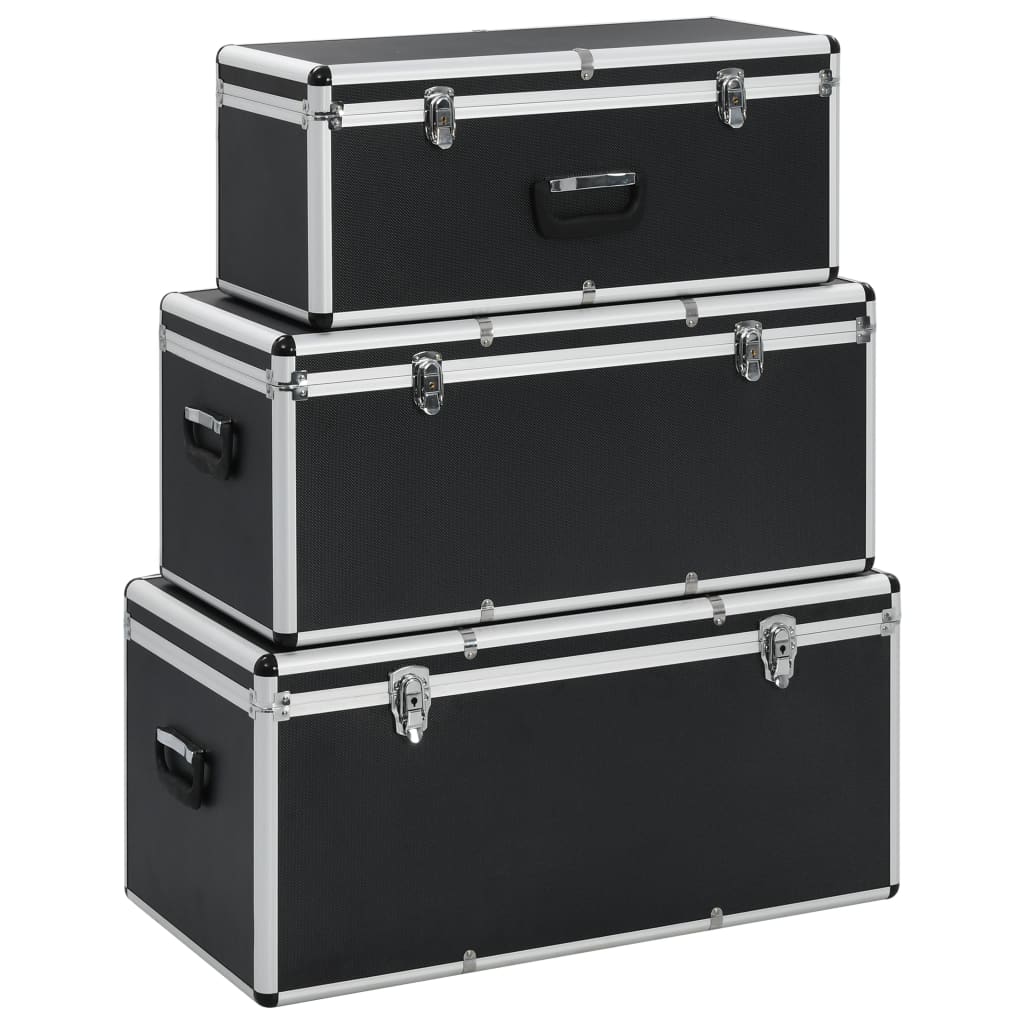 Storage Cases 3 pcs Black Aluminium - Merkel Designers