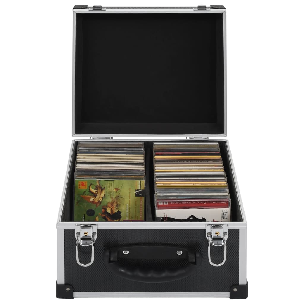 CD Case for 40 CDs Aluminium ABS Black - Decor Base