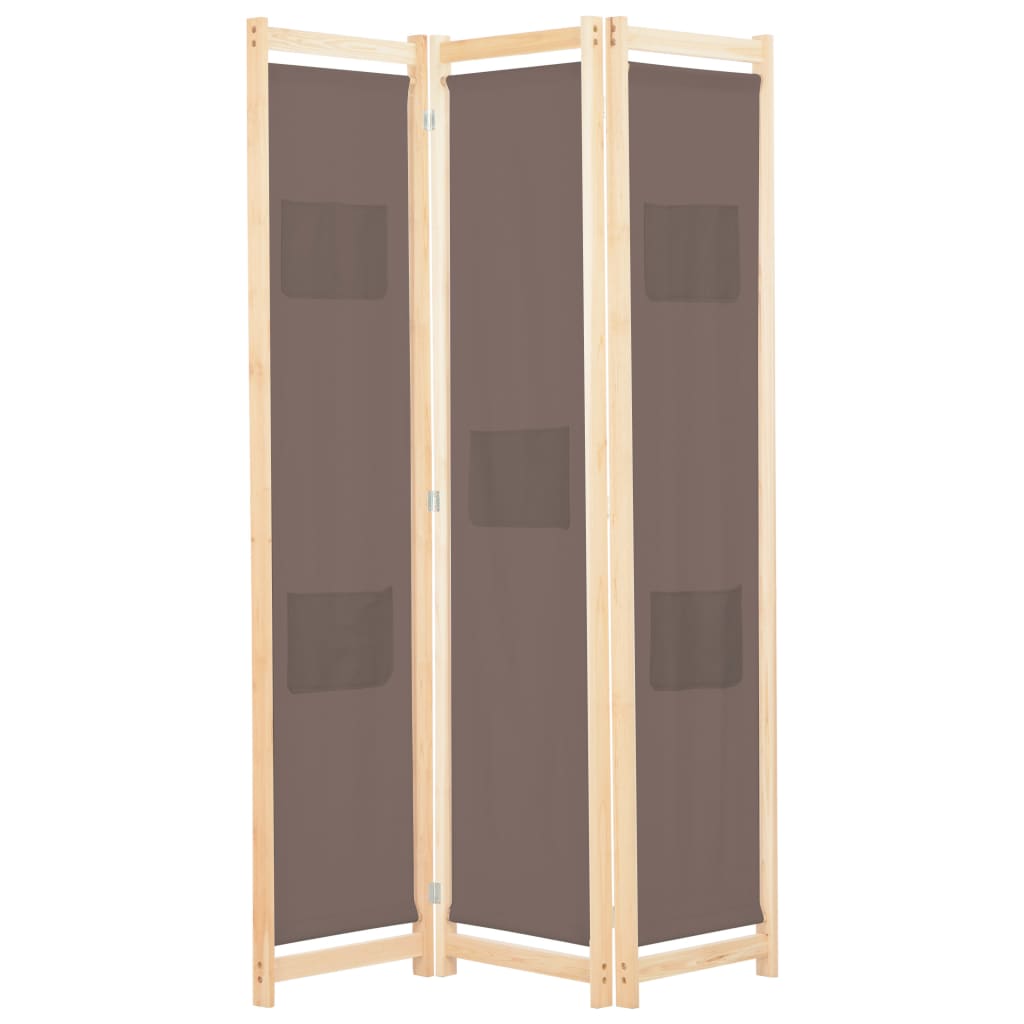 3-Panel Room Divider Brown 120x170x4 cm Fabric - Unbeatable Bargains