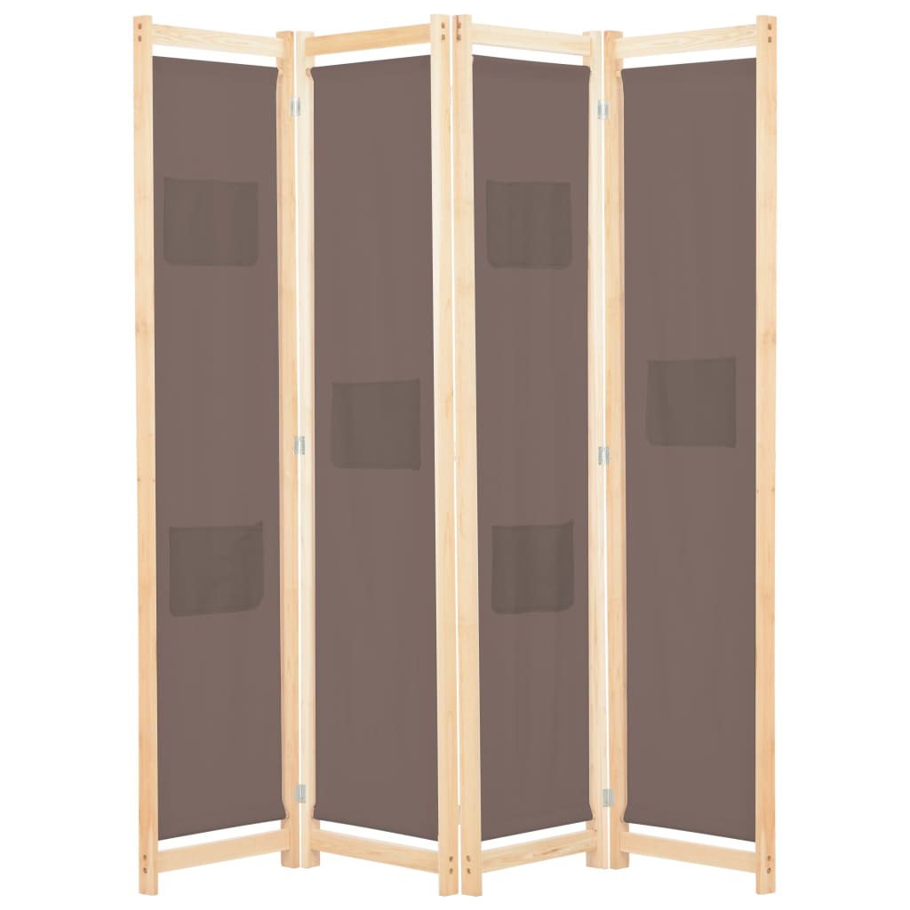 4-Panel Room Divider Brown 160x170x4 cm Fabric - Millennium Furniture