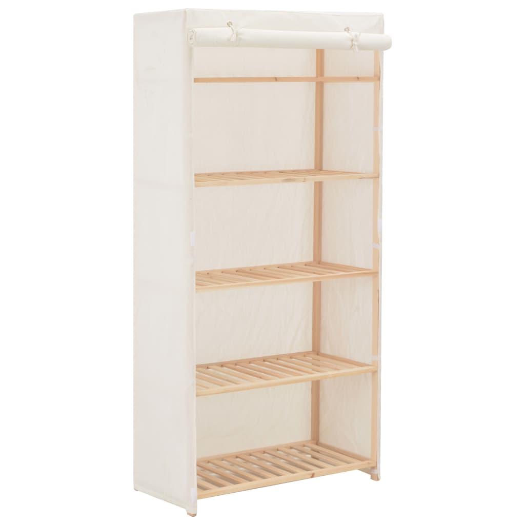 Wardrobe White 79x40x170cm Fabric - Aven - Brittle & Co
