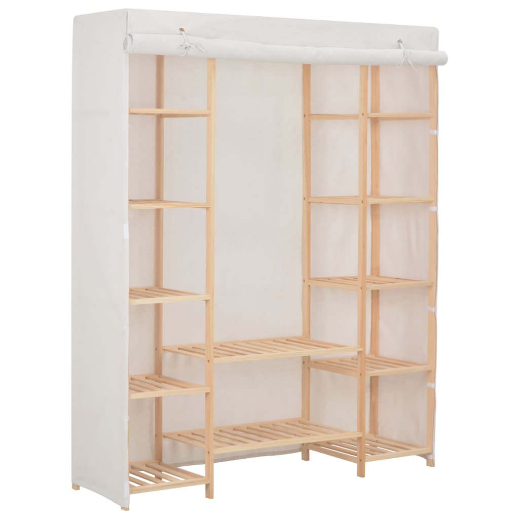 Wardrobe White 135x40x170cm Fabric - Millennium Furniture