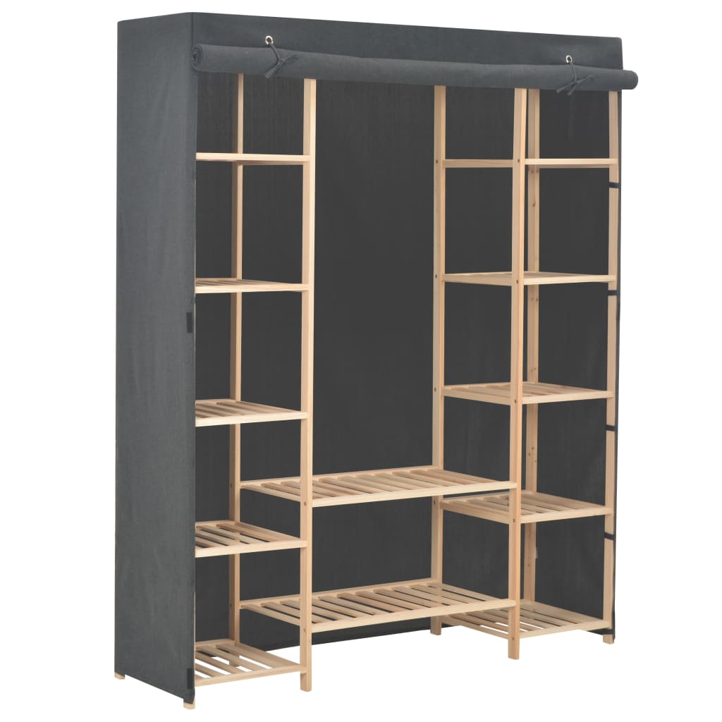 Wardrobe Grey 135x40x170cm Fabric - Design Hut