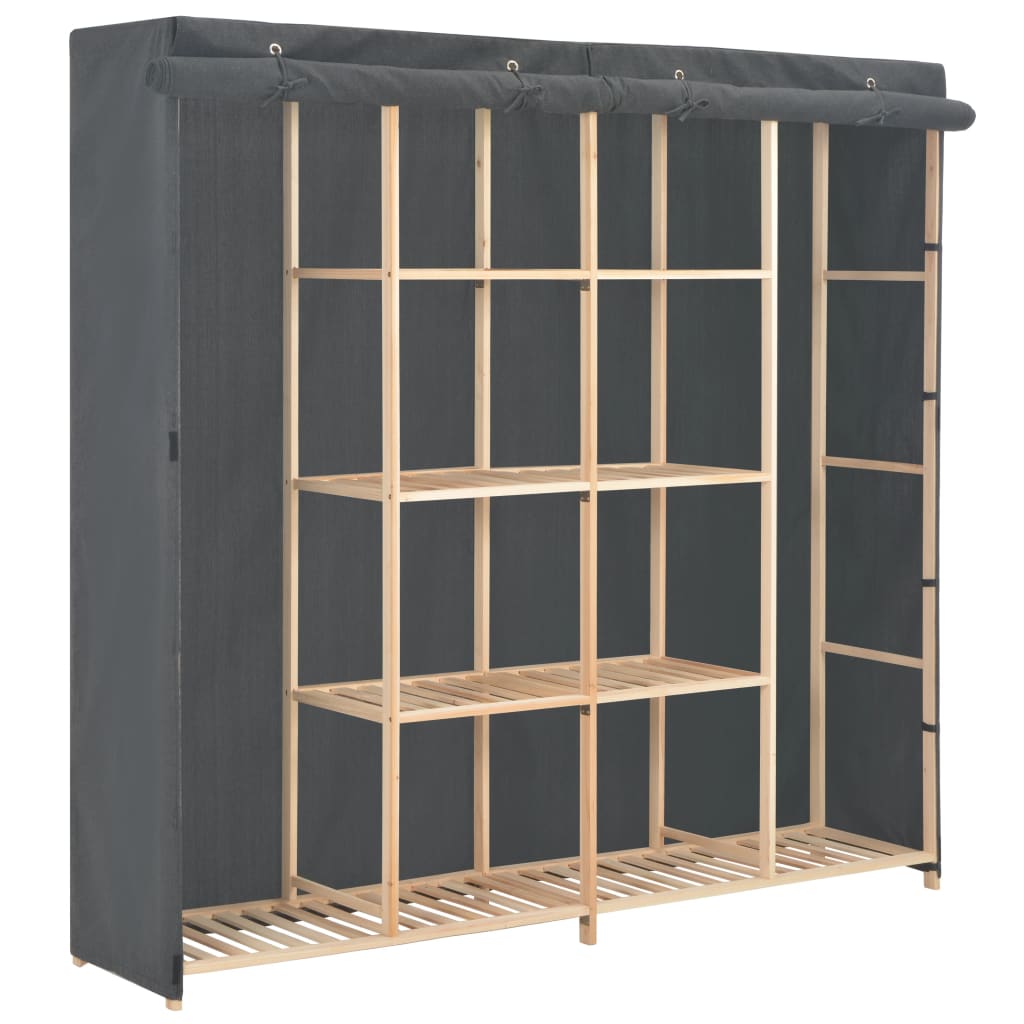 Wardrobe Grey 173x40x170cm Fabric - Brittle & Co