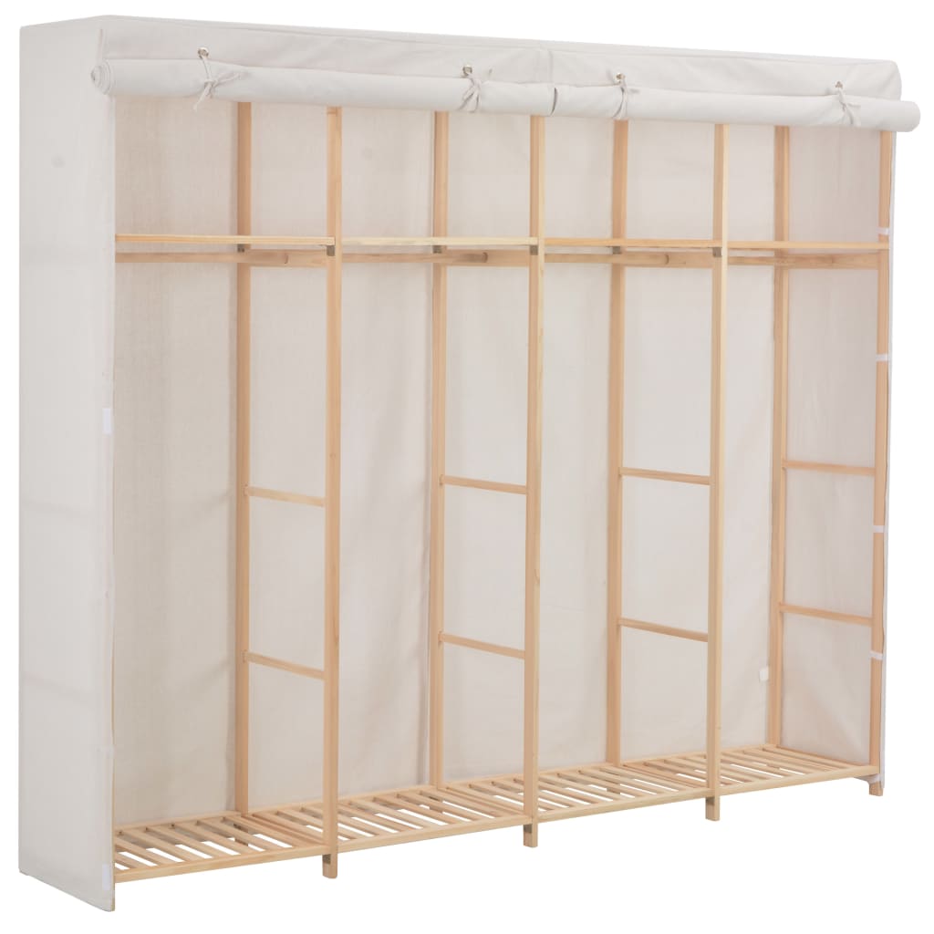 Wardrobe White 200x40x170cm Fabric - Decor Base