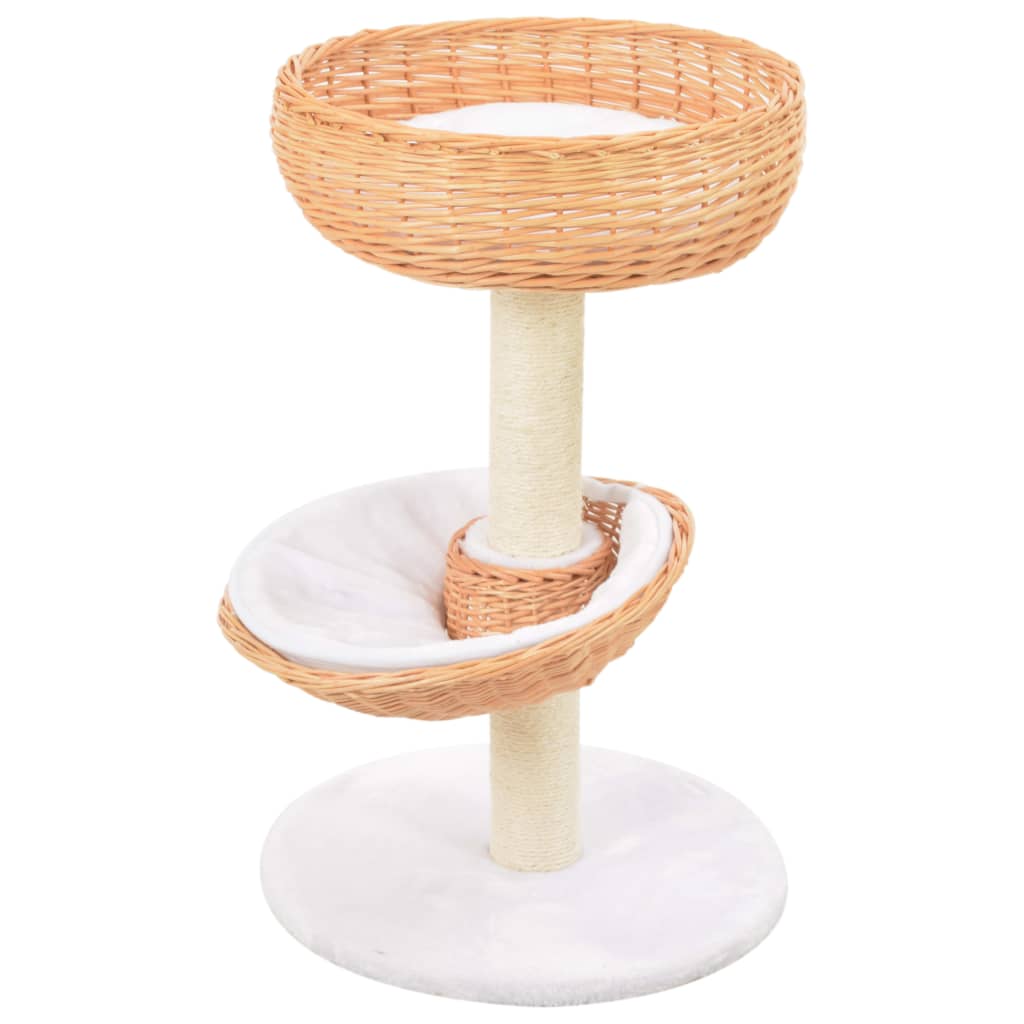 Cat Tree with Sisal Scratching Post Natural Willow Wood - Merlin Deals
