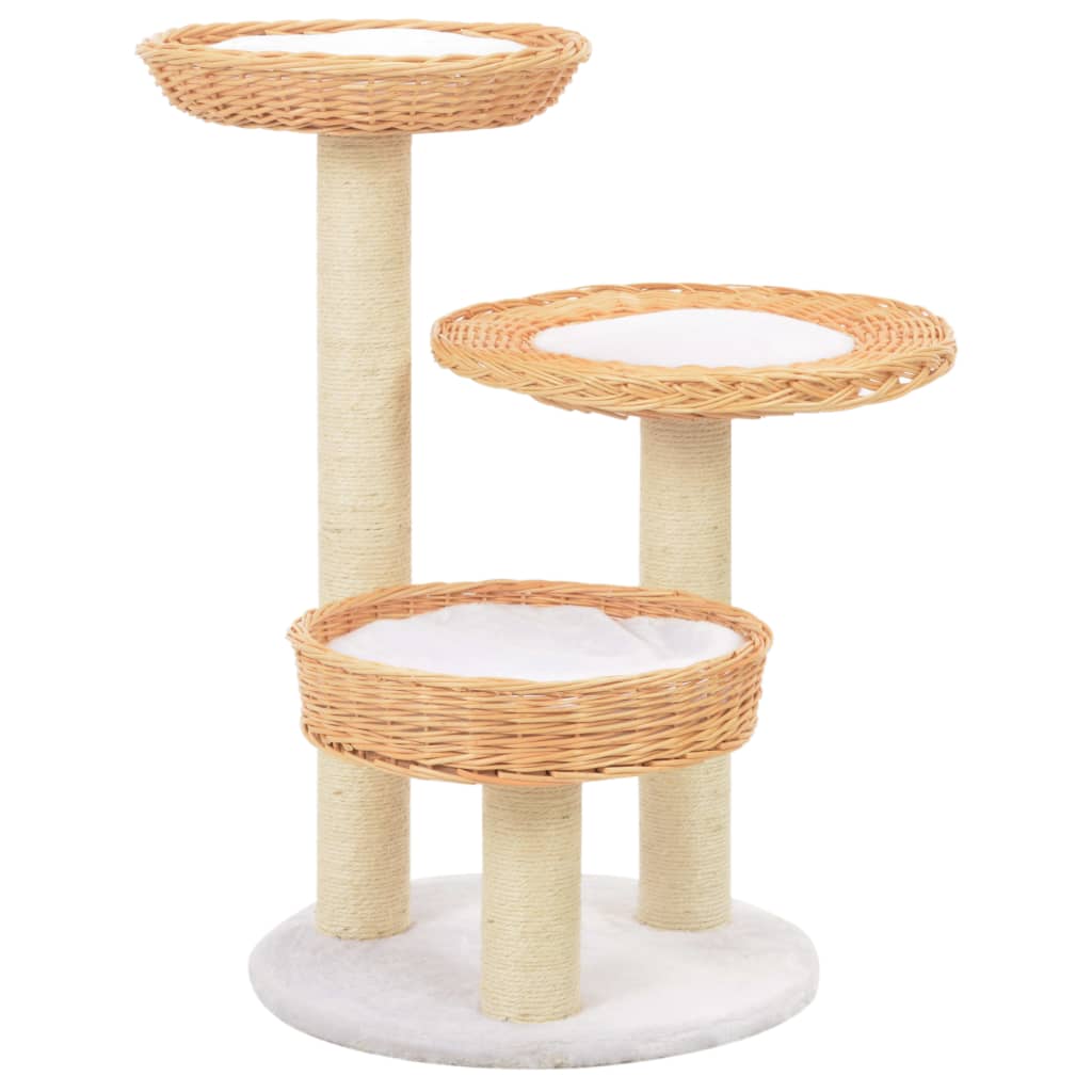 Cat Tree with Sisal Scratching Post Natural Willow Wood - Direct Imports