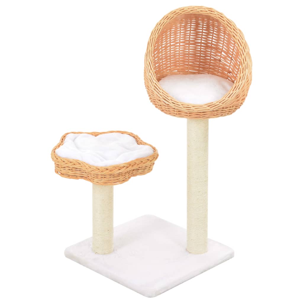 Cat Tree with Sisal Scratching Post Natural Willow Wood - Discount Dealers