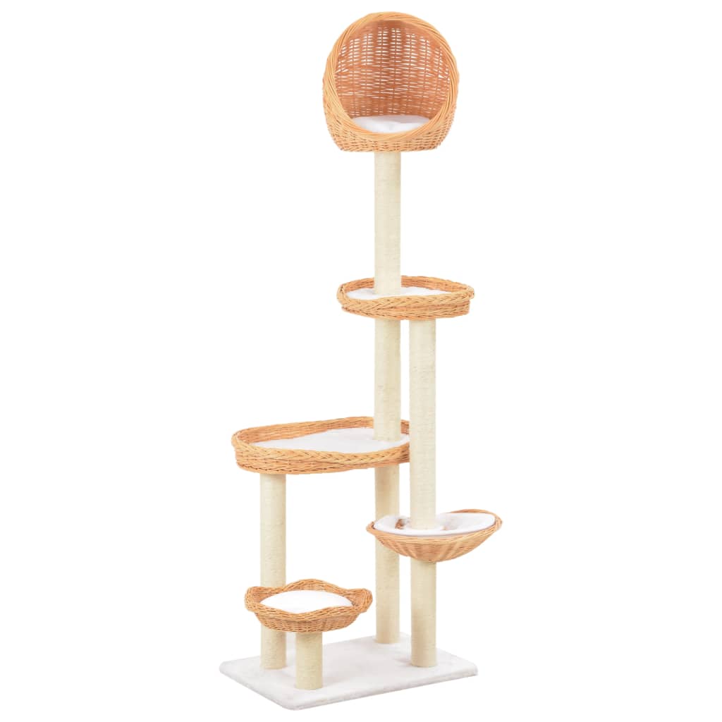Cat Tree with Sisal Scratching Post Natural Willow Wood - The Home Maker