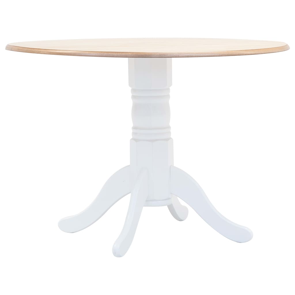 Dining Table White and Brown 106 cm Solid Rubber Wood - All Things Good
