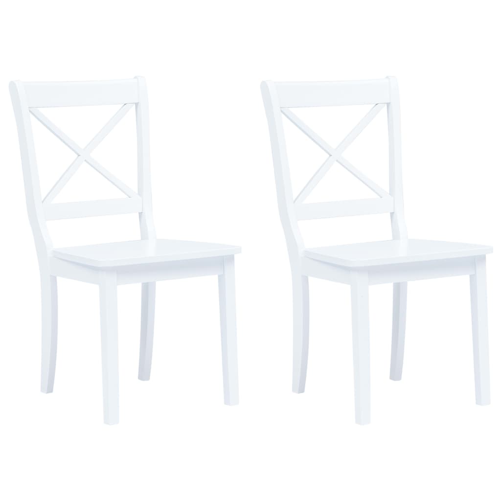 Dining Chairs 2 pcs White Solid Rubber Wood - Direct Imports