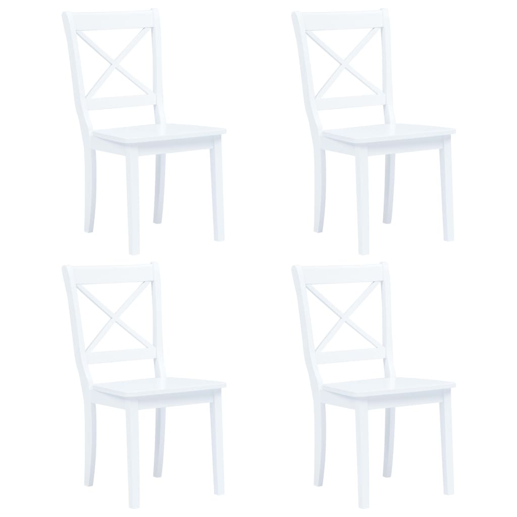Dining Chairs 4 pcs White Solid Rubber Wood - Casper Homes