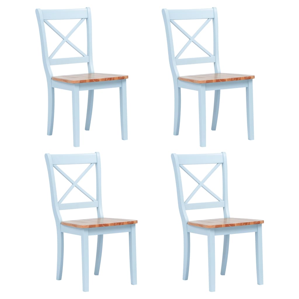 Dining Chairs 4 pcs Grey and Light Wood Solid Rubber Wood - All Things Good