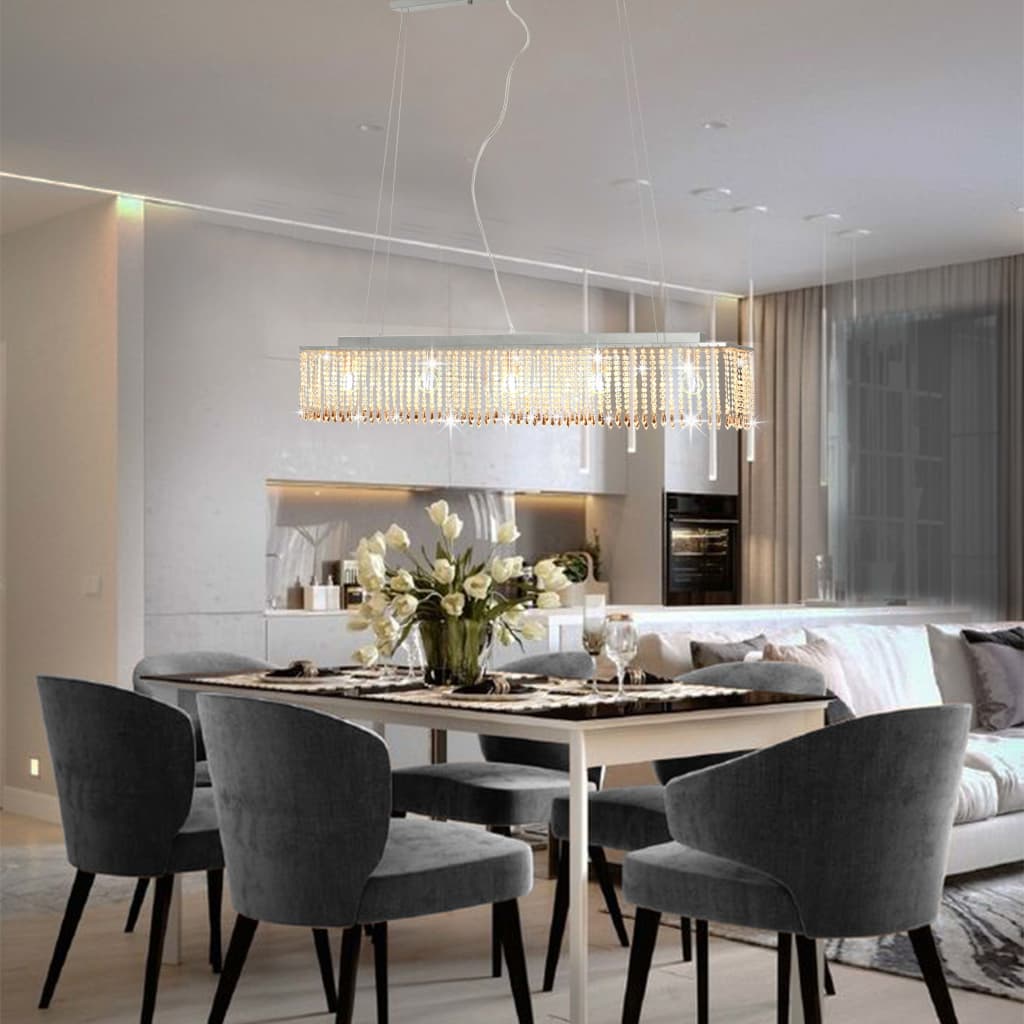 Ceiling Lamp with Crystal Beads Silver 104 cm E14 - Casper Homes