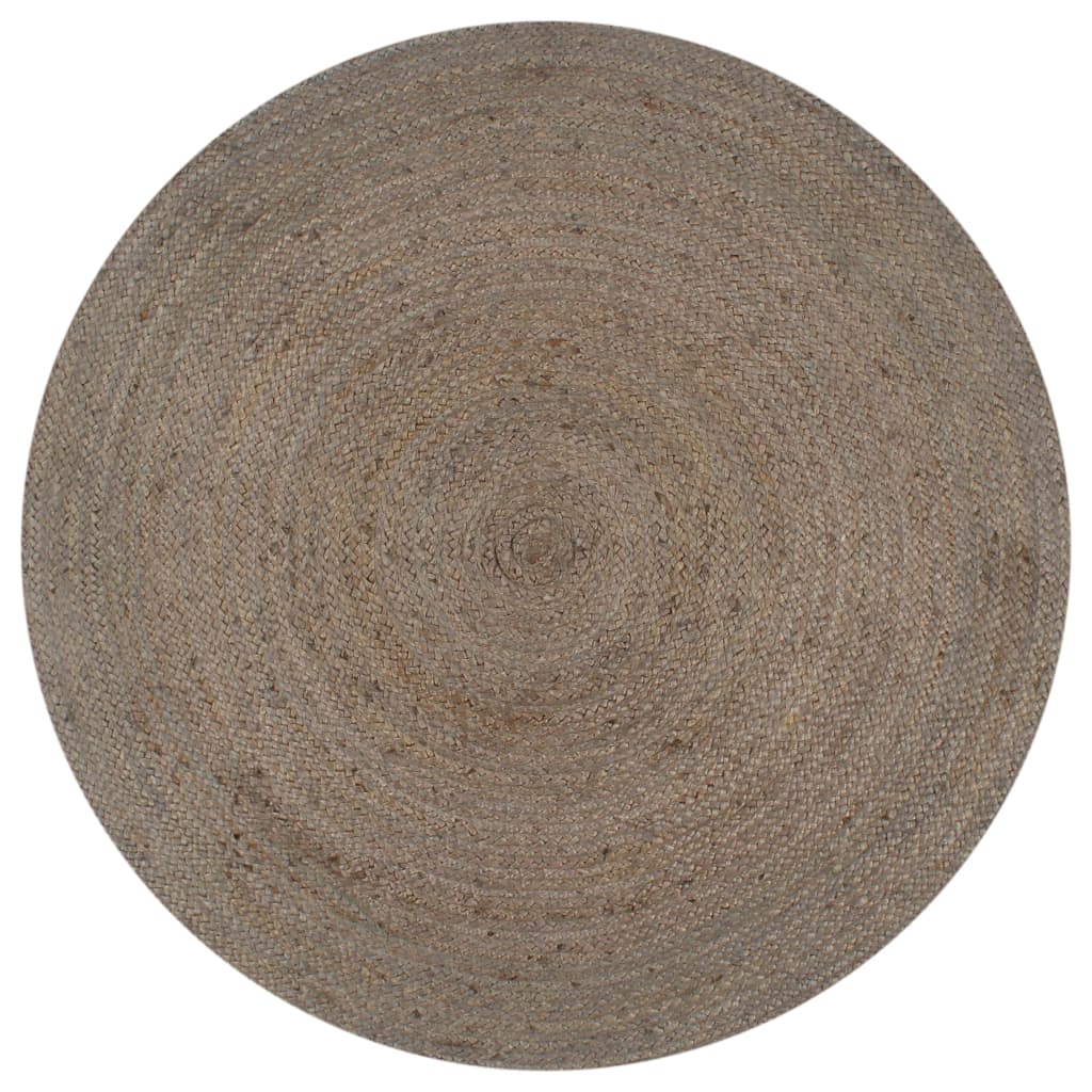 Handmade Rug Jute Round 120 cm Grey - Casper Homes