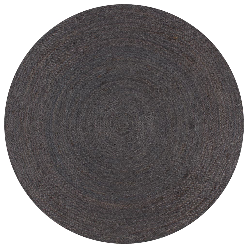 Handmade Rug Jute Round 90 cm Dark Grey - Unbeatable Bargains