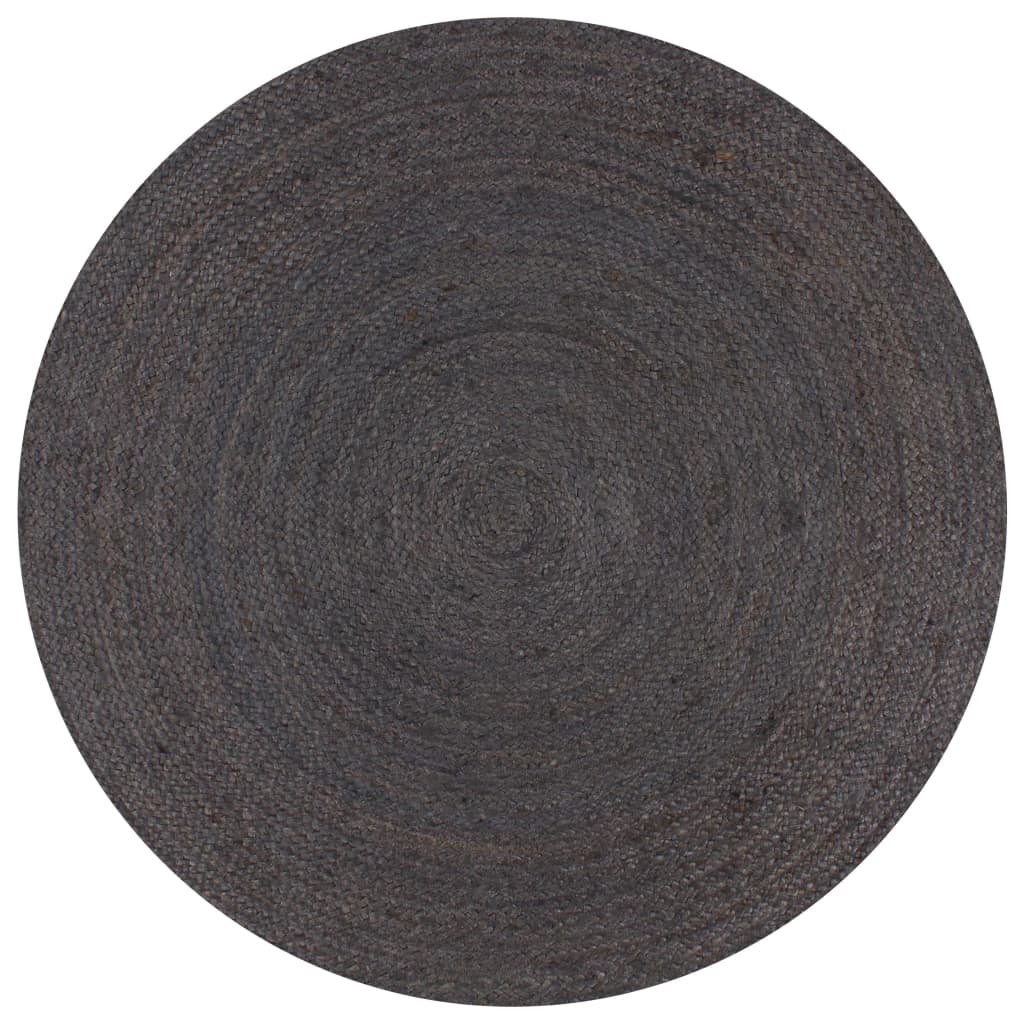 Handmade Rug Jute Round 150 cm Dark Grey - Merlin Deals