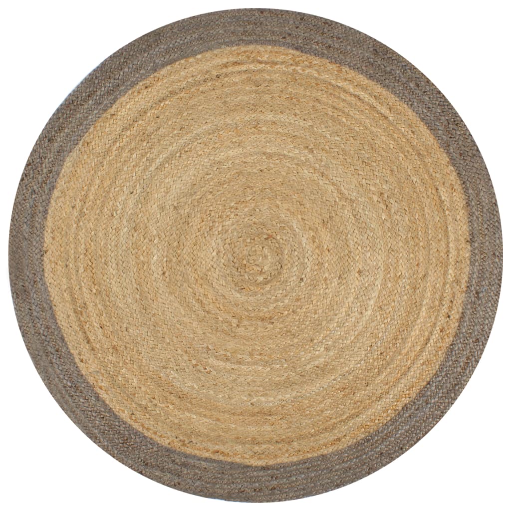 Handmade Rug Jute with Grey Border 90 cm - R and M Furniture