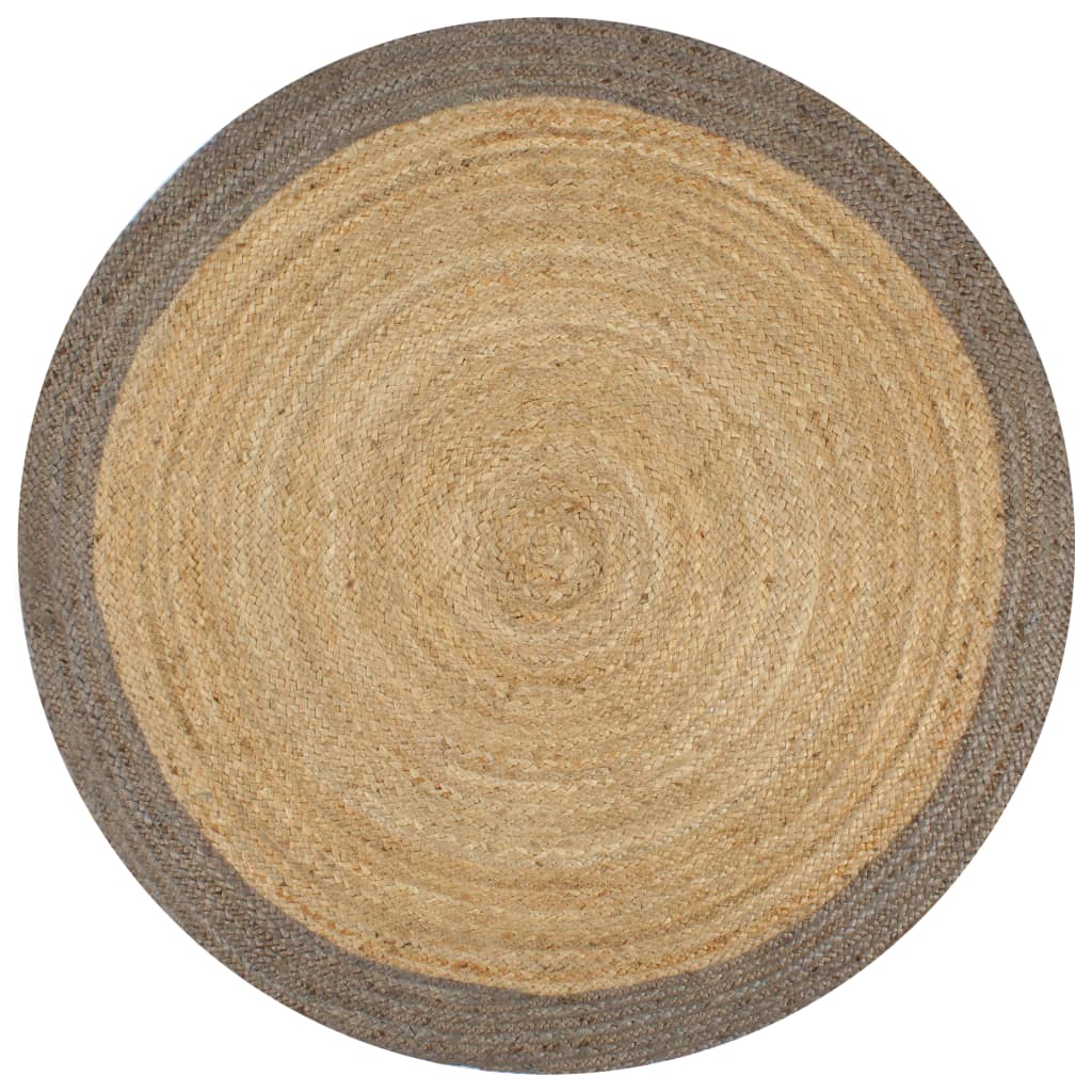 Handmade Rug Jute with Grey Border 120 cm - Style and Chic