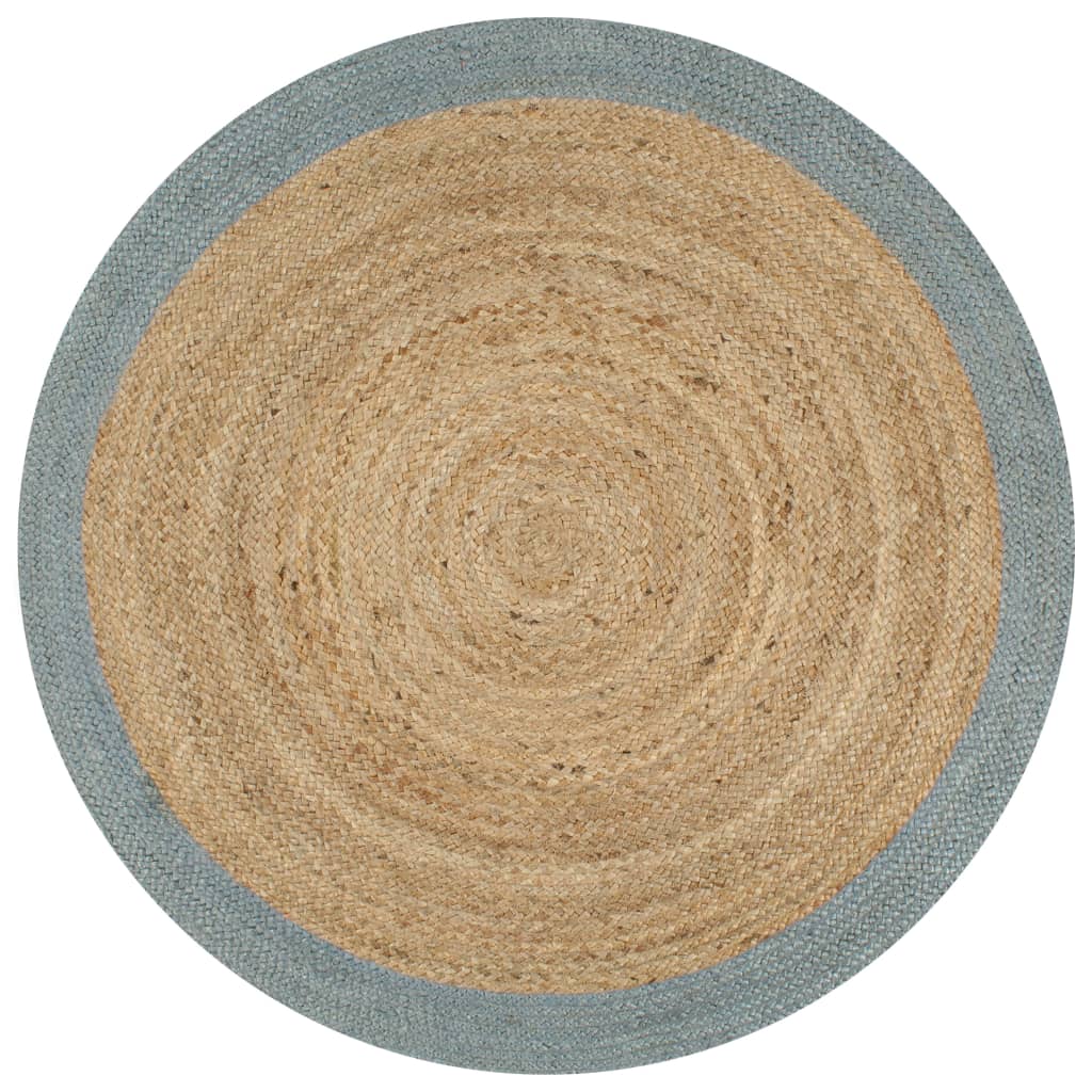 Handmade Rug Jute with Olive Green Border 90 cm - Merlin Deals