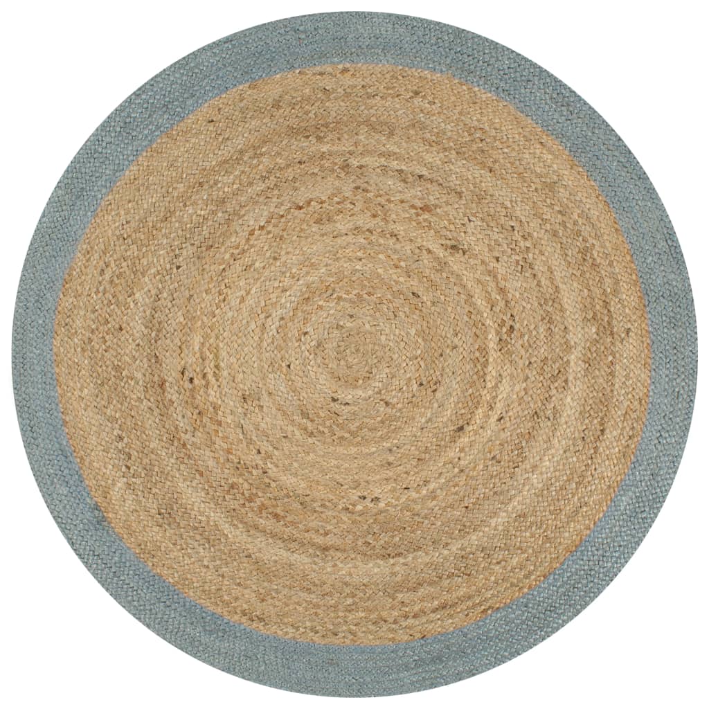 Handmade Rug Jute with Olive Green Border 150 cm - Discount Dealers