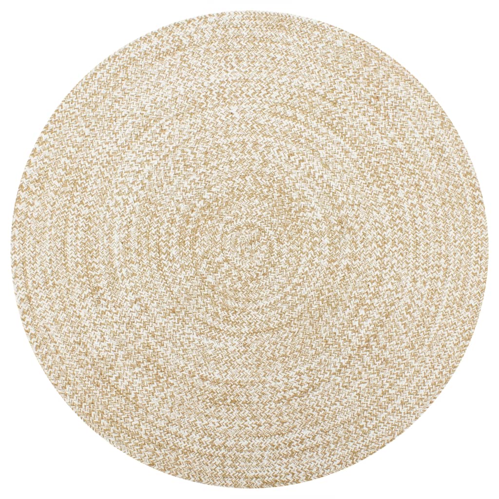 Handmade Rug Jute White and Natural 90 cm - Unbeatable Bargains