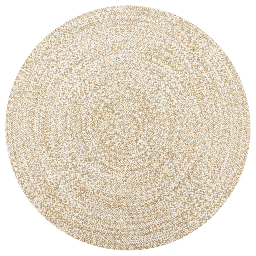 Handmade Rug Jute White and Natural 120 cm - Decor Base