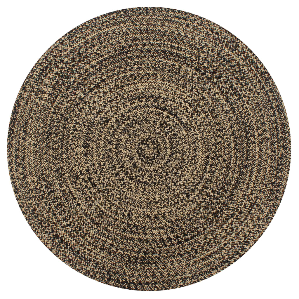 Handmade Rug Jute Black and Natural 120 cm - Merlin Deals