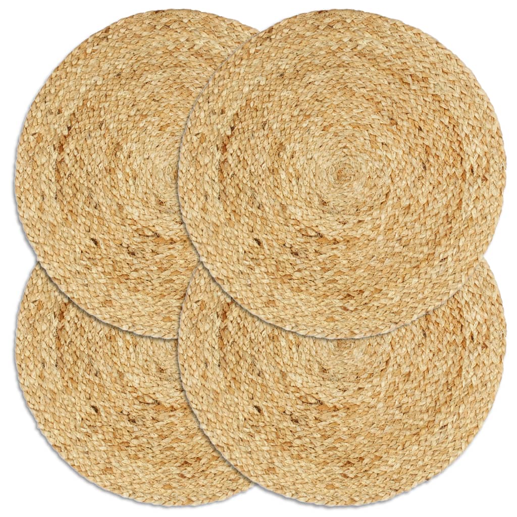Placemats 4 pcs Plain Natural 38 cm Round Jute - Design Hut
