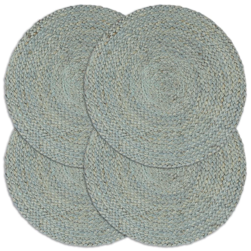 Placemats 4 pcs Plain Olive Green 38 cm Round Jute - R and M Furniture