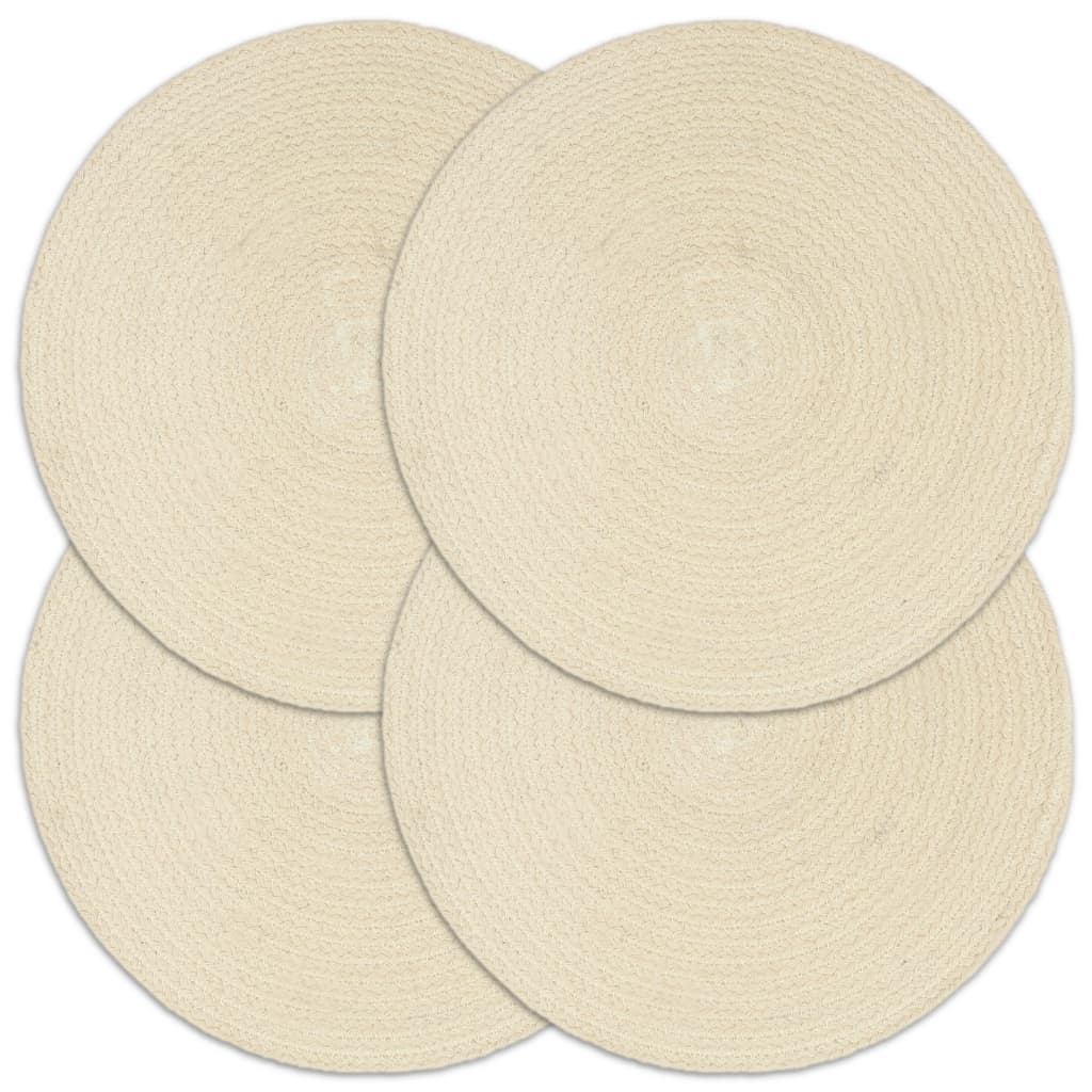 Placemats 4 Pieces Plain Natural 38 cm Round Cotton - Merlin Deals