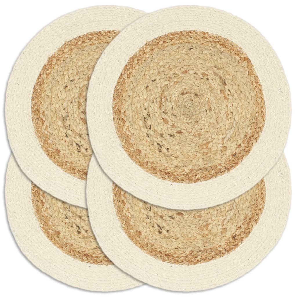 Placemats 4 pcs Plain Natural 38 cm Round Jute and Cotton - R and M Furniture