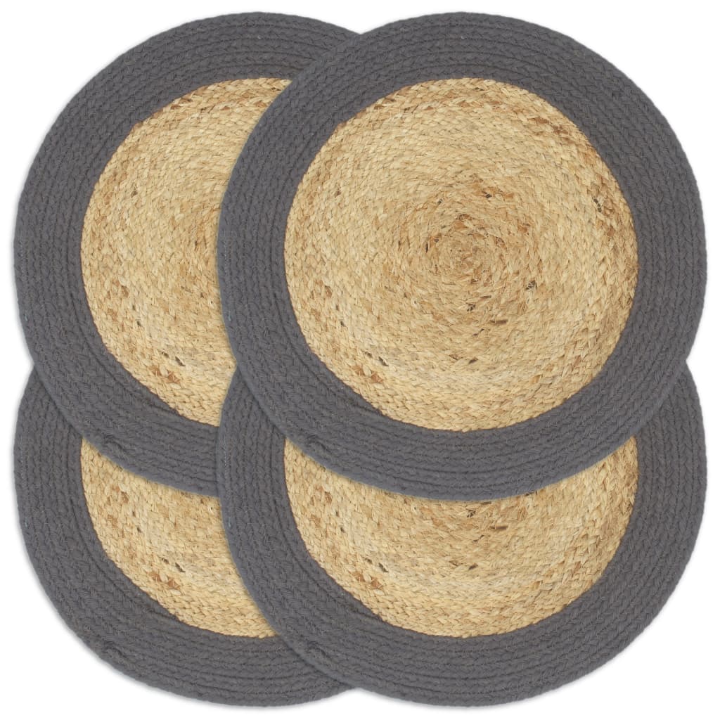 Placemats 4 pcs Natural and Anthracite 38 cm Jute and Cotton - Merkel Designers