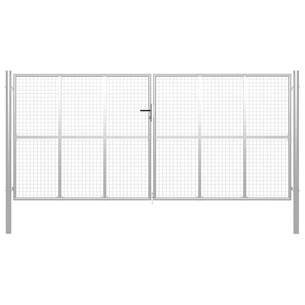Garden Gate Galvanised Steel 415x250 cm Silver - Discount Dealers
