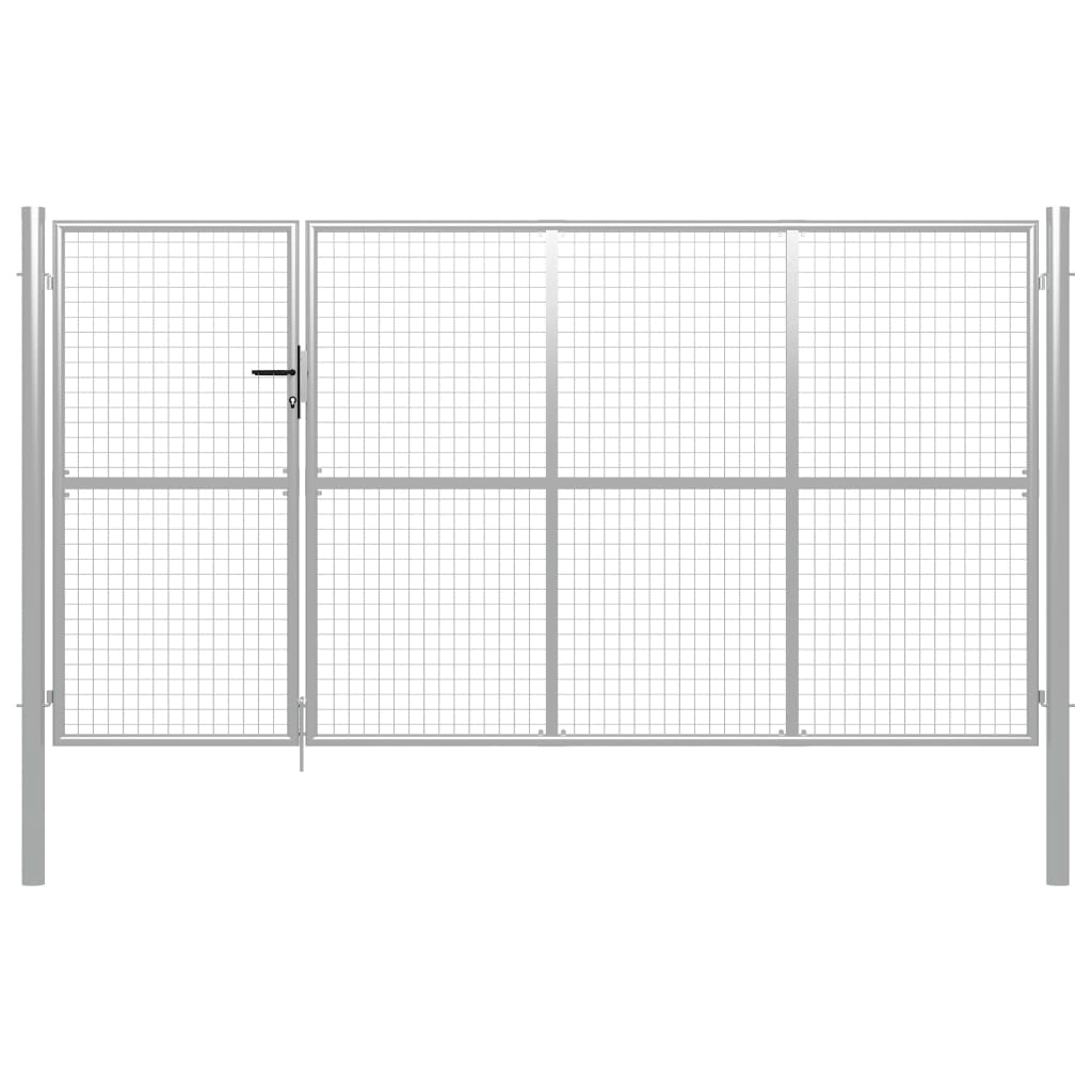 Garden Gate Steel 350x150 cm Silver - Discount Dealers