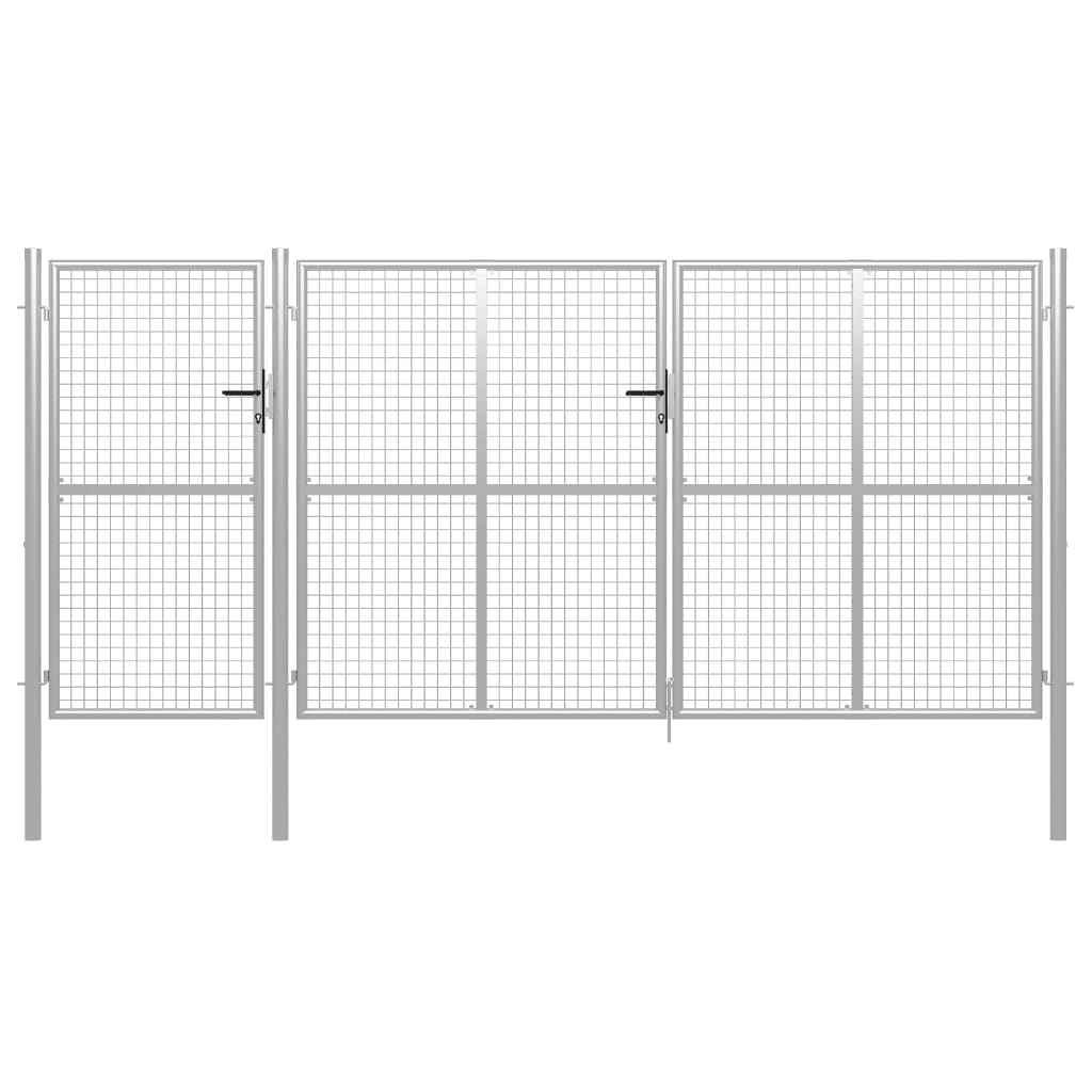 Garden Gate Steel 400x150 cm Silver - Direct Imports