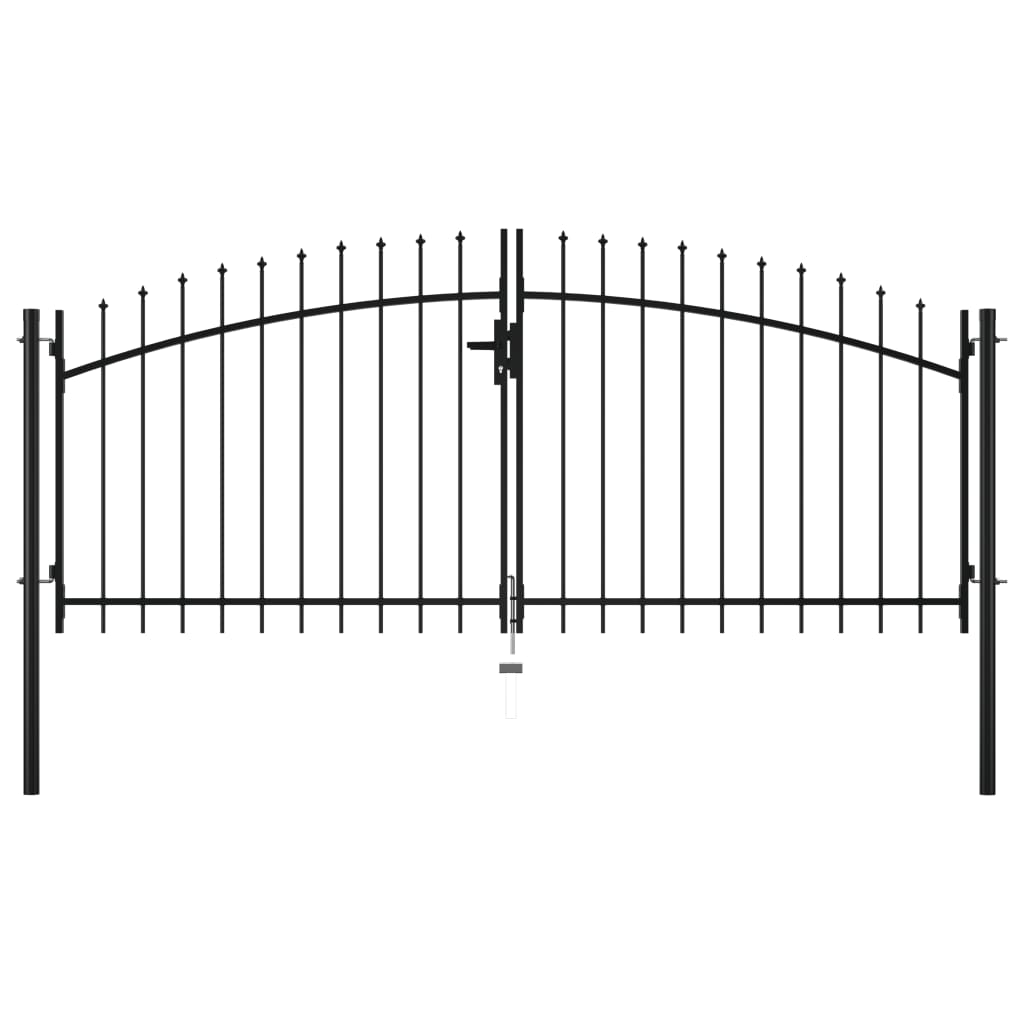 Double Door Fence Gate with Spear Top 300x150 cm - The Home Maker