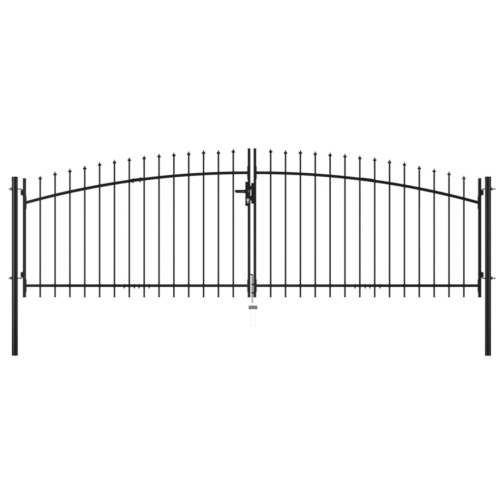 Double Door Fence Gate with Spear Top 400x150 cm - Discount Dealers