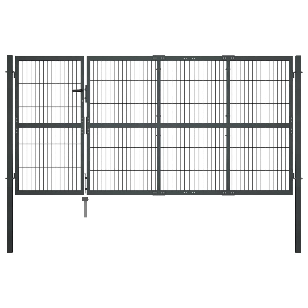 Garden Gate with Posts Steel 350x120 cm Anthracite - Tyrell & Tyrell