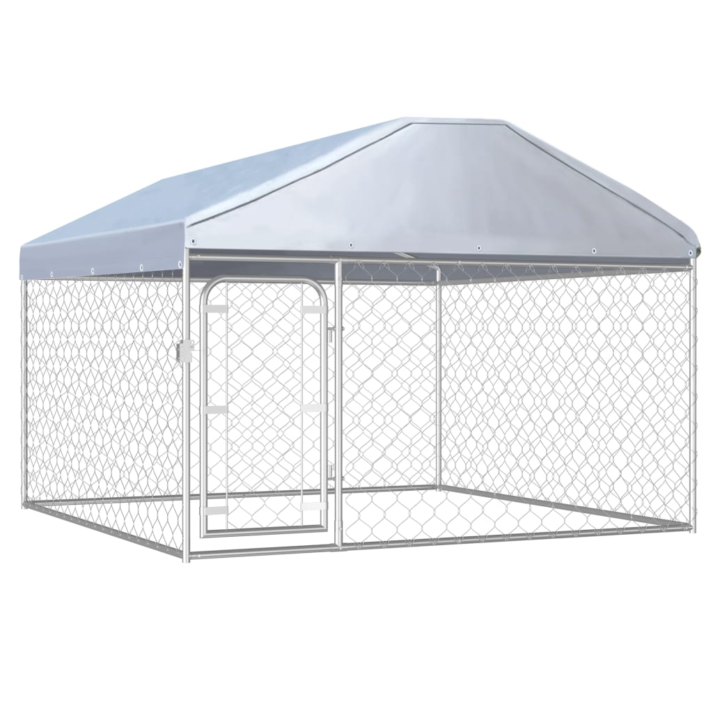 Outdoor Dog Kennel with Roof 200x200x135 cm - Design Hut