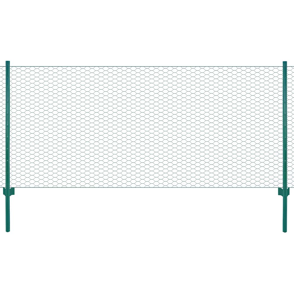 Wire Mesh Fence with Posts Steel 25x0.5 m Green - Merlin Deals