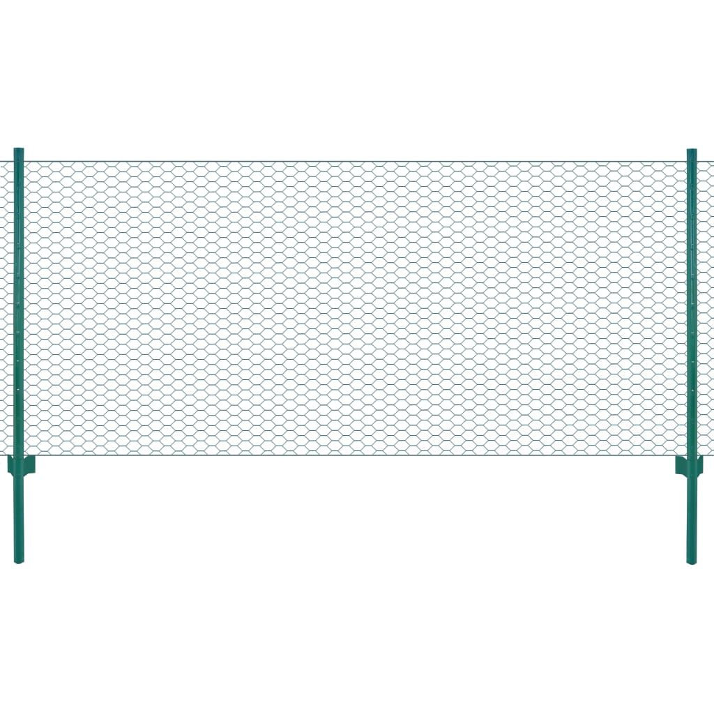 Wire Mesh Fence with Posts Steel 25x0.75 m Green - Unbeatable Bargains