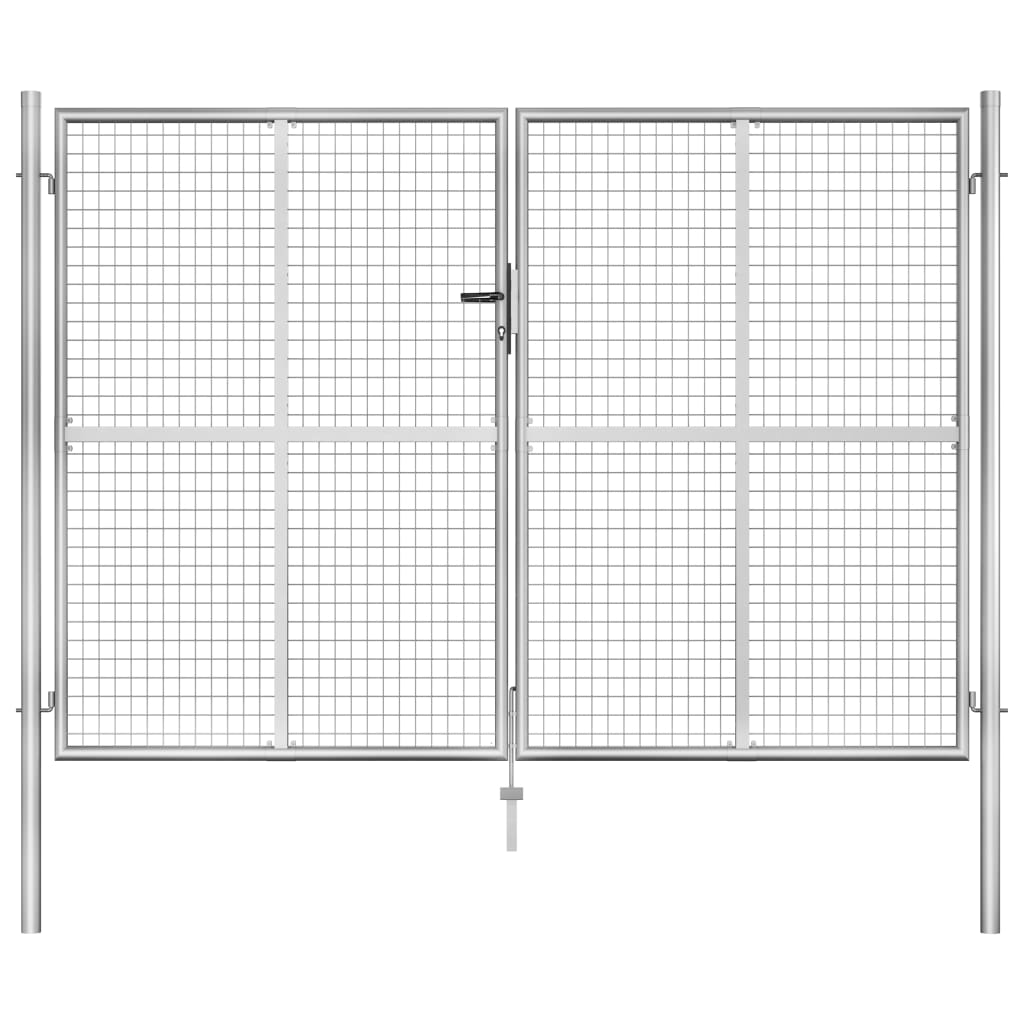 Garden Gate Galvanised Steel 306x225 cm Silver - The Home Maker