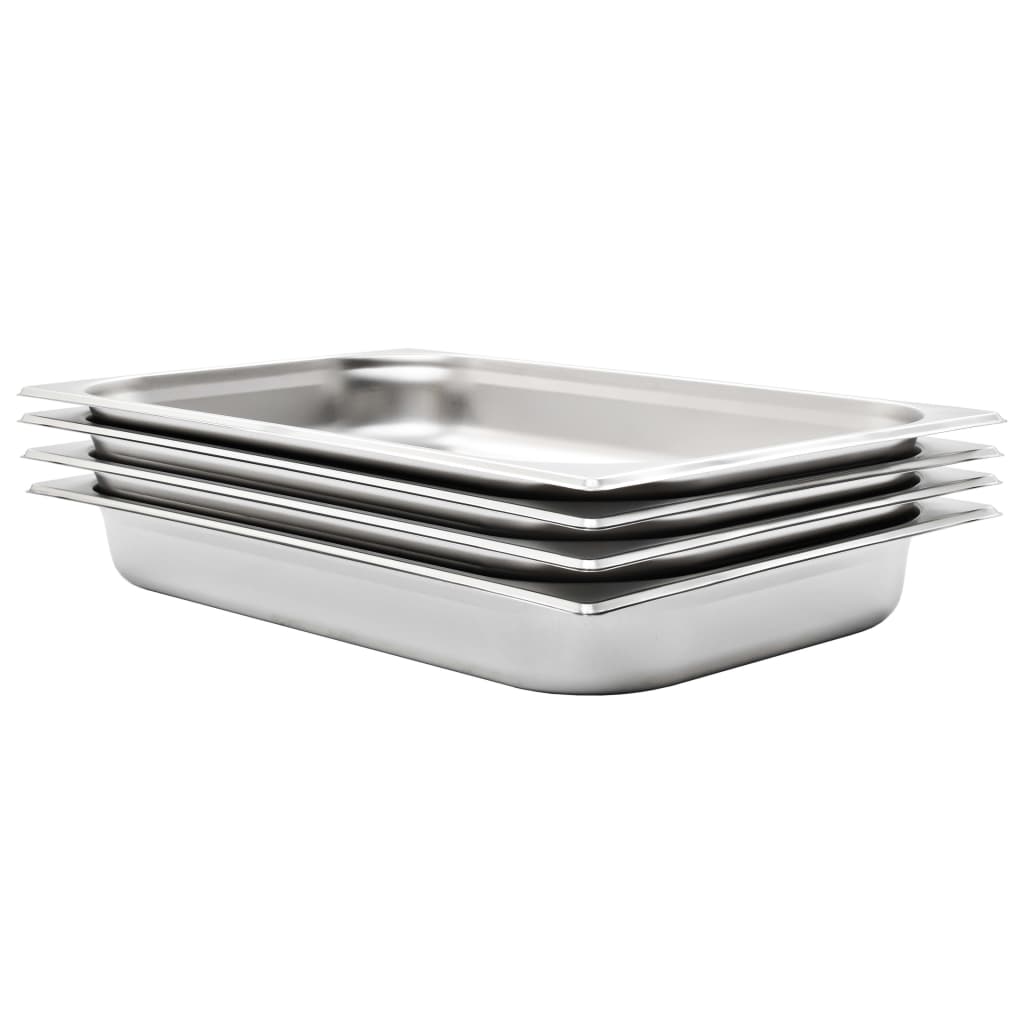 Gastronorm Containers 4 pcs GN 1/1 65 mm Stainless Steel - R and M Furniture