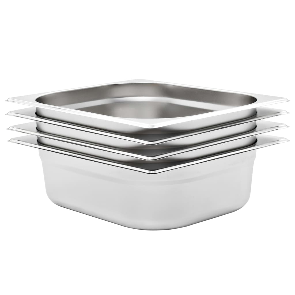 Gastronorm Containers 4 pcs GN 1/2 100 mm Stainless Steel - Design Hut